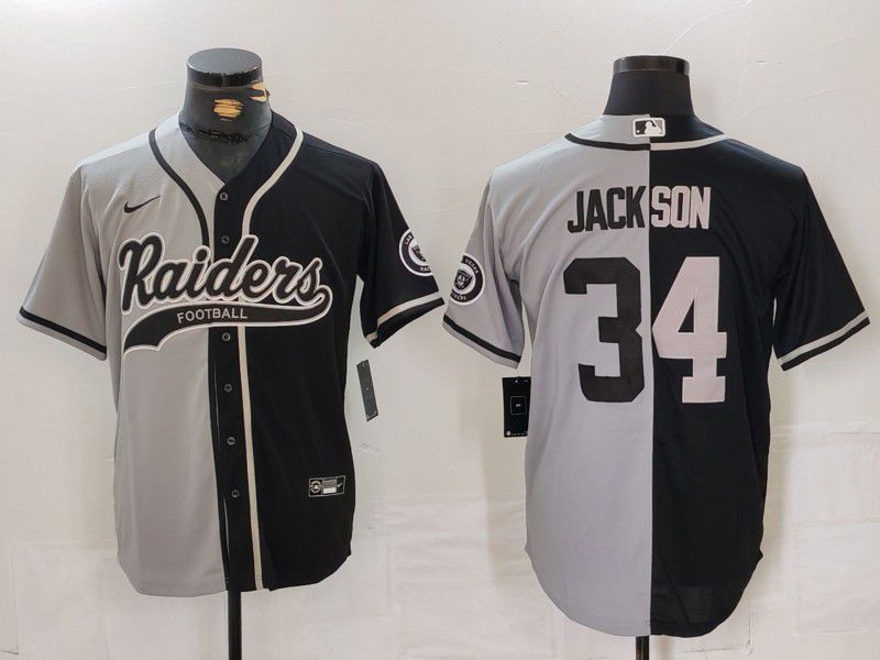 Men Oakland Raiders #34 Jackson Black grey Joint Name 2024 Nike Limited NFL Jersey style 1->oakland raiders->NFL Jersey